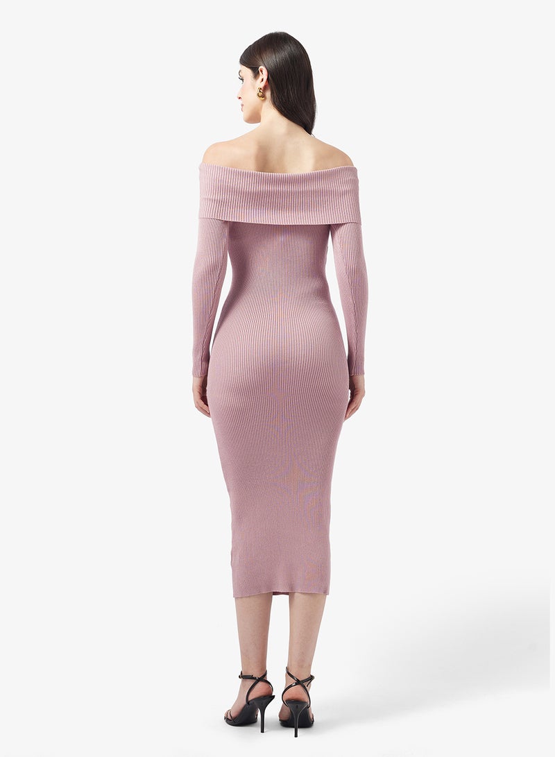 Little Mistress Button Detail Off Shoulder Maxi Dress - Image 2
